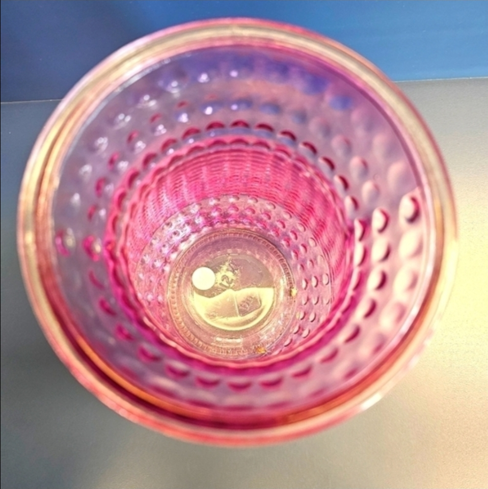 VINTAGE 1960 Dots Hobnail Translucent Pink Glass XL