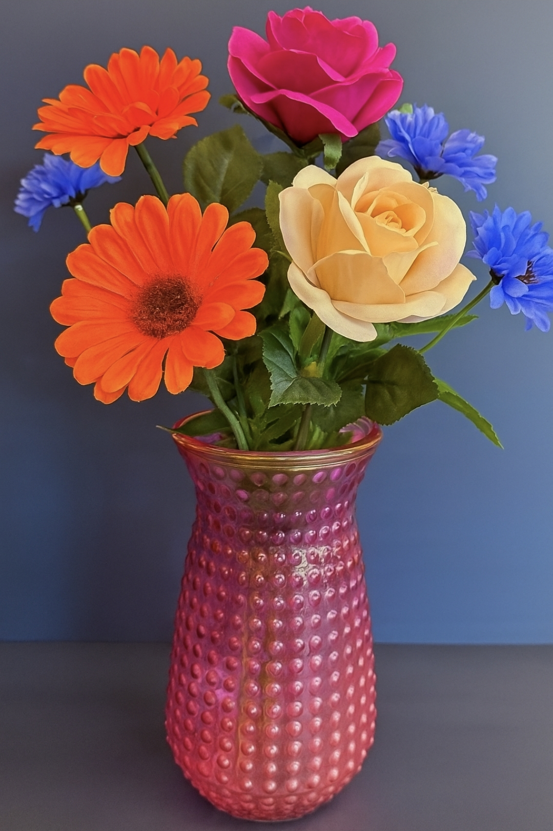 VINTAGE 1960 Dots Hobnail Translucent Pink Glass XL