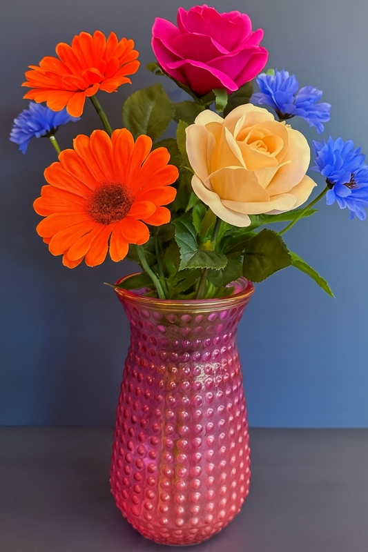 VINTAGE 1960 Dots Hobnail Translucent Pink Glass XL