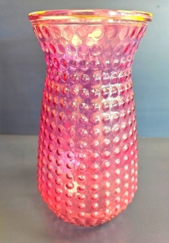VINTAGE 1960 Dots Hobnail Translucent Pink Glass XL