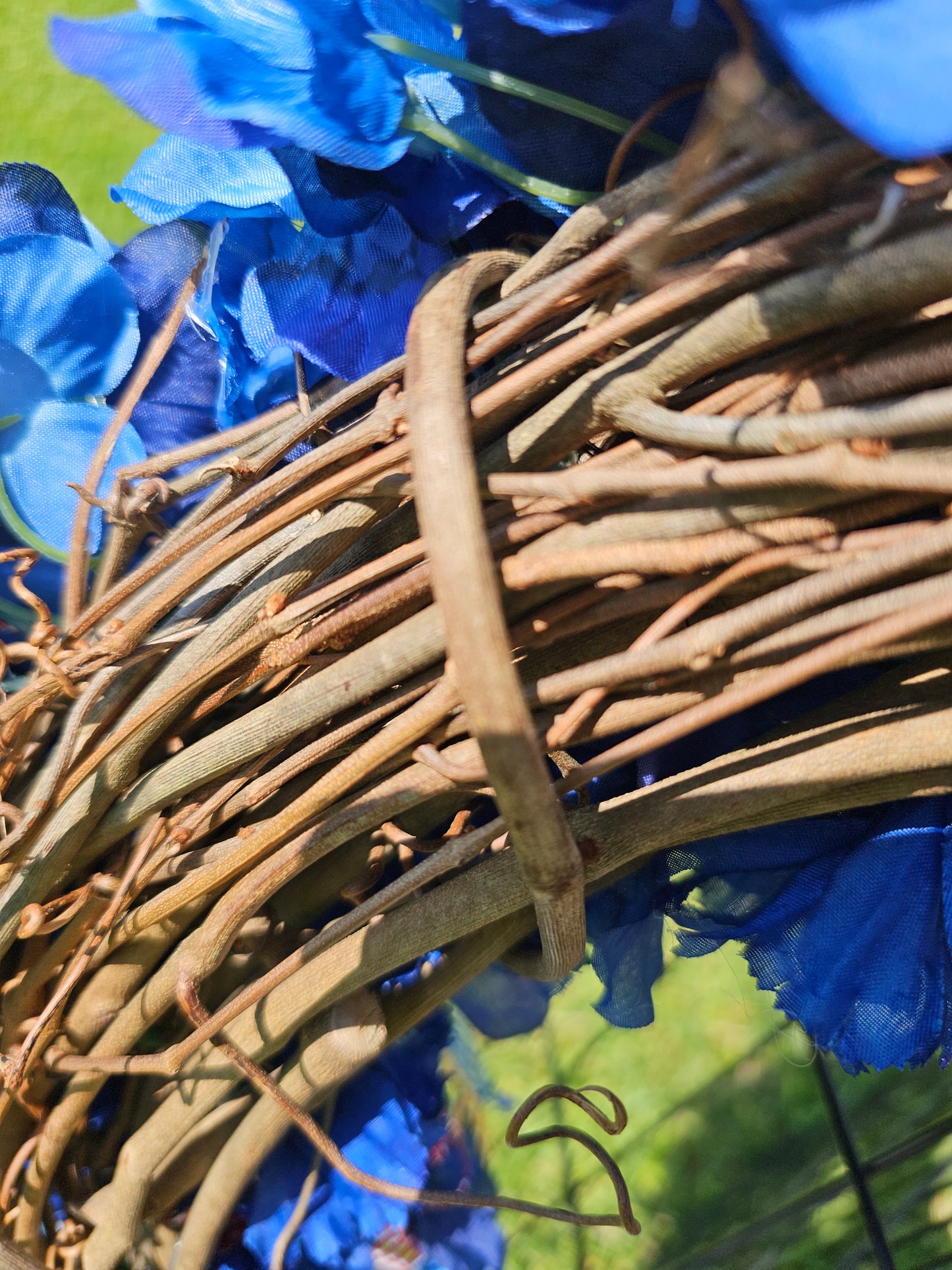 Handcrafted Summer Patriotic Wreath with Stars and Flowers | Red White and Blue 4th of July Door Decor